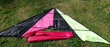 Vintage Top of the Line Stunt Kite Hawaiian Green Red Pink Black   Used   Large