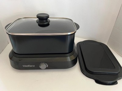 WEST BEND 5 QT BLACK SLOW COOKER WITH GRIDDLE CROCK POT - 87905