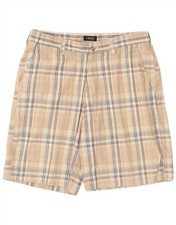 Izod Mens Chino Shorts W34 Large Beige Check Cotton AQ02