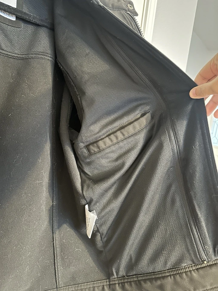 Chaqueta impermeable de cuero Wilsons para hombre mediana negra capucha extraíble cremallera completa Foto 4 de 4