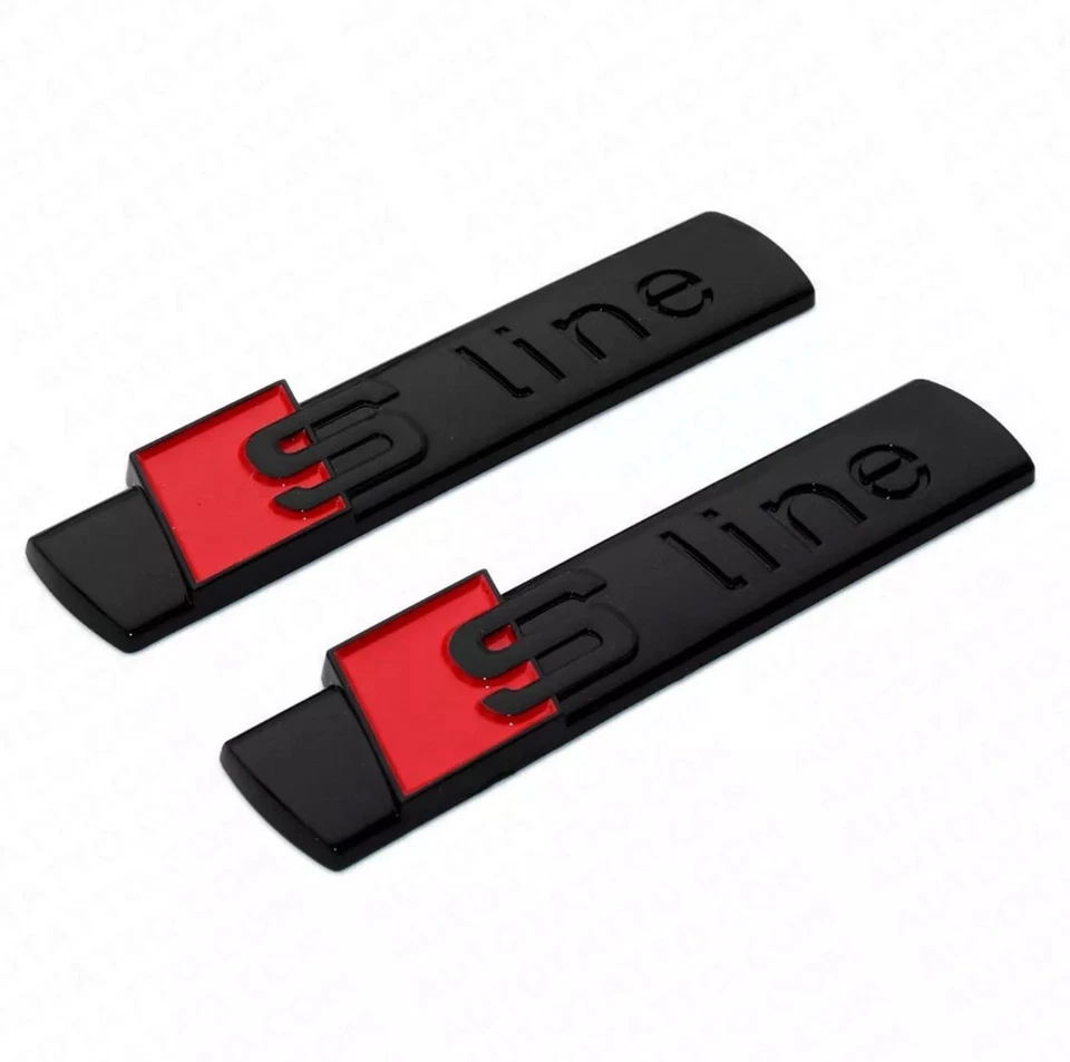 2x Gloss Black Audi S-LINE Side Fender Emblem Logo Decal Badge Decoration - Image 2 of 4