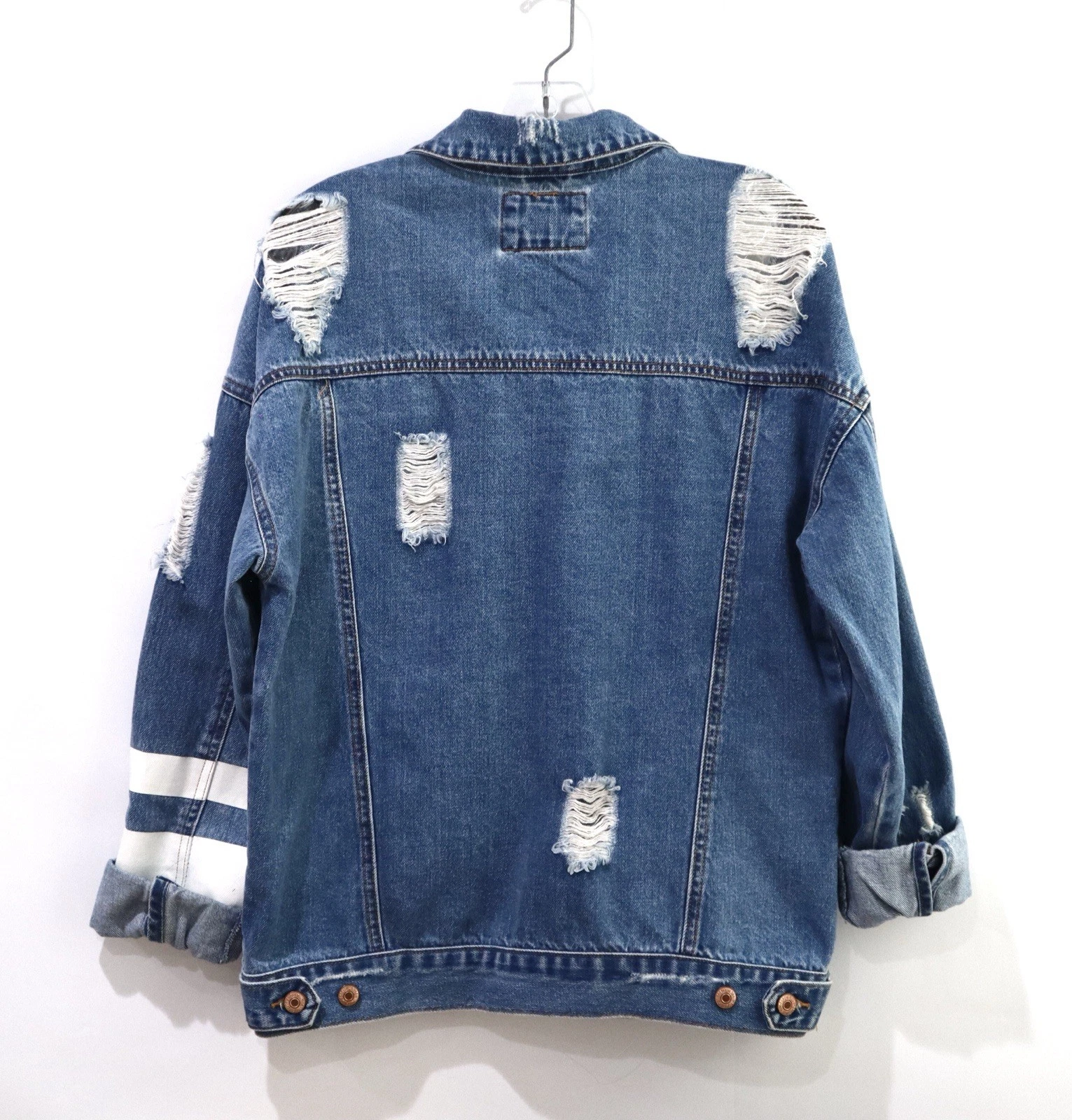 Distressed Denim Blue Jacket Forever 21 Lightweight Small image 2