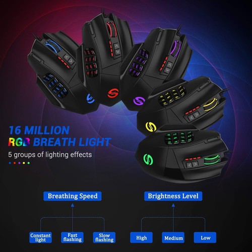 Mysz UtechSmart Venus MMO | 19 przycisków | laser 16400 DPI | oświetlenie RGB - Zdjęcie 3 z 8