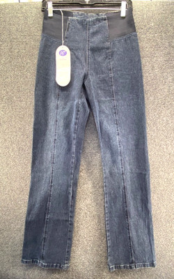 New DG2 Diane Gilman Dark Blue Denim Jeans boot cut size Small stretchy waist