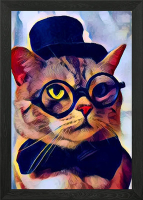 Komiker Katze gerahmtes Wandbild Poster Leinwanddruck Bild