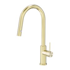 Nero Tapware Mecca Pull Out Sink Mixer With Vegie Spray Brushed Gold NR221908BG