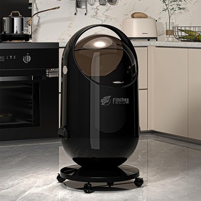 Trash Can with Rolling Lid, Small Waste Basket with Removable Wheels, Modern