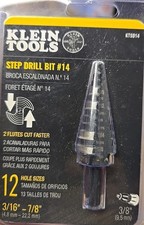Klein Tools KTSB14 Double-Fluted Step Drill Bit 14 - 3/16" to 7/8"