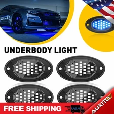 12V 4X LED Blue Rock Light Glow Pods Underbody Offroad Lamp SUV Pickup Truck UTV