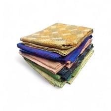 Vintage 100 Silk Sari Reversible Scarves Scarf Wraps Kantha Embroidered 5 Pcs