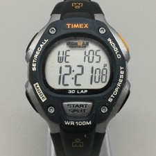 Timex Ironman Triathlon Mens 38mm Digital Watch Gray 30 Lap Indiglo New Battery