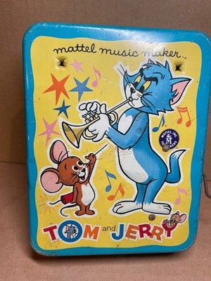Vintage 1965 Mattel Music Maker Tom & Jerry Tin Toy- WORKS Jolly Fellow