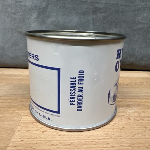 Vintage Huitres Oyster 12 oz Madison Seafood Co. Madison Md #118 lattina di latta - Foto 5 di 7