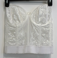 Vintage Goddess White Lace Bustier Corset Top 34D Wedding Coquette Romantic USA