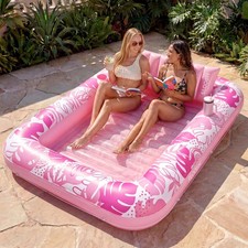 Inflatable Tanning Pool Lounger Float, 85" x 57" Extra Large Pool Floats Adul...