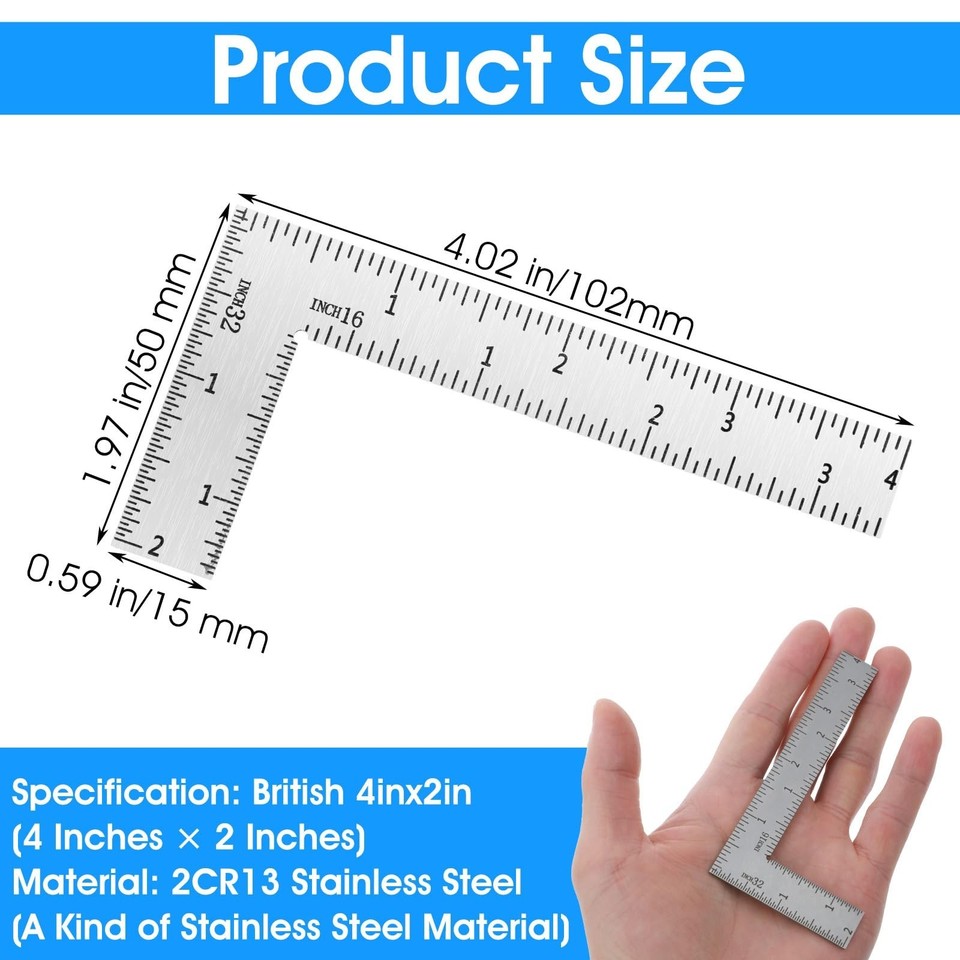 Right Angle Ruler, 1Pc Small Stainless Steel Small L Shaped Ruler ...