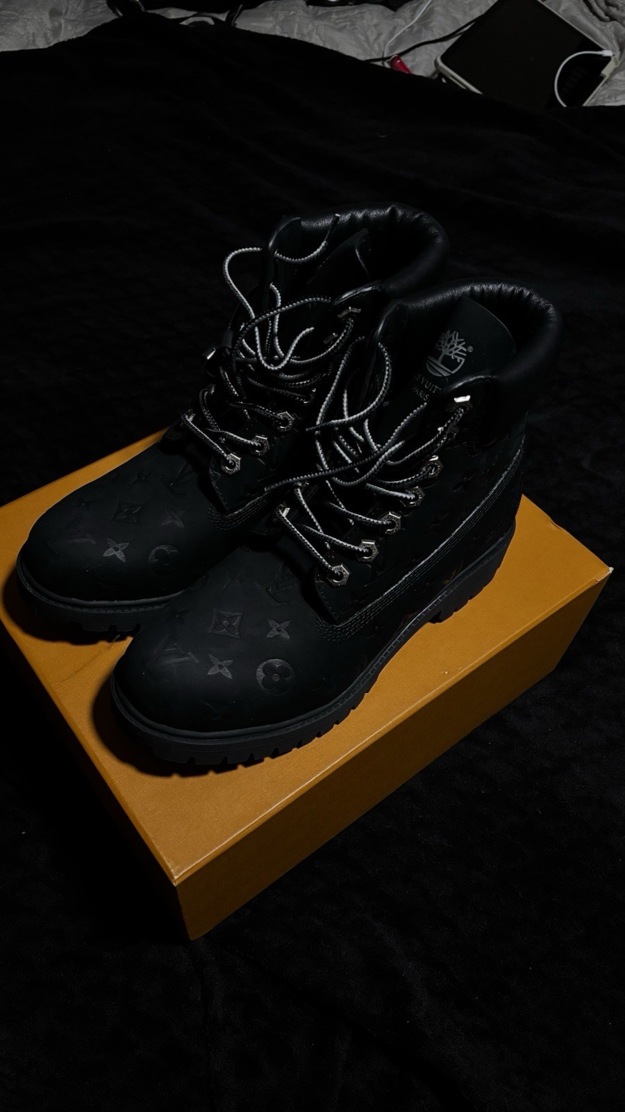 Louis Vuitton X Timberland Ankle 6in Boots US SIZE 10  Black Monogram Authentic