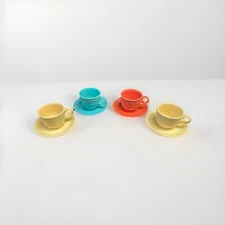 Set Of (4) Homer Laughlin Fiestaware Tea Coffee Cups & Saucers Sets Fiesta