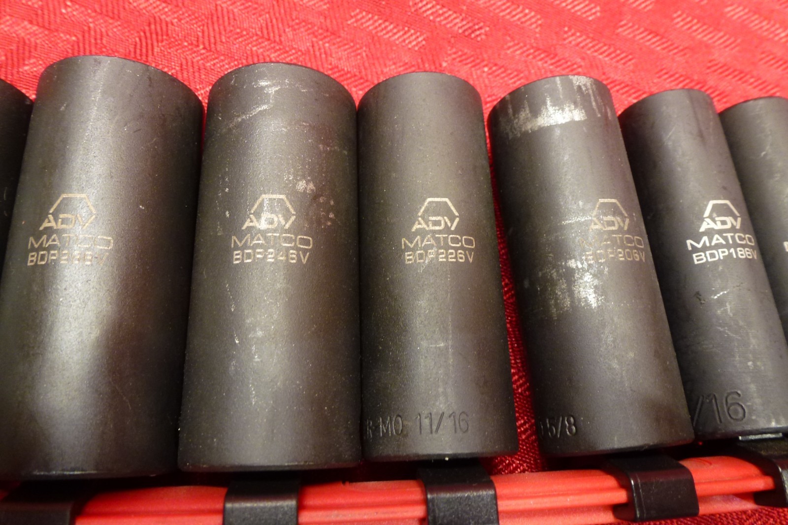 MATCO SBDP126V ADV 12 PC ⅜” DRIVE SAE 6PT DEEP IMPACT SOCKET SET ON RAIL