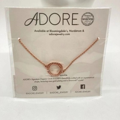 ADORE Swarovski Crystals Rose Gold Plated Organic Circle Charm Bracelet