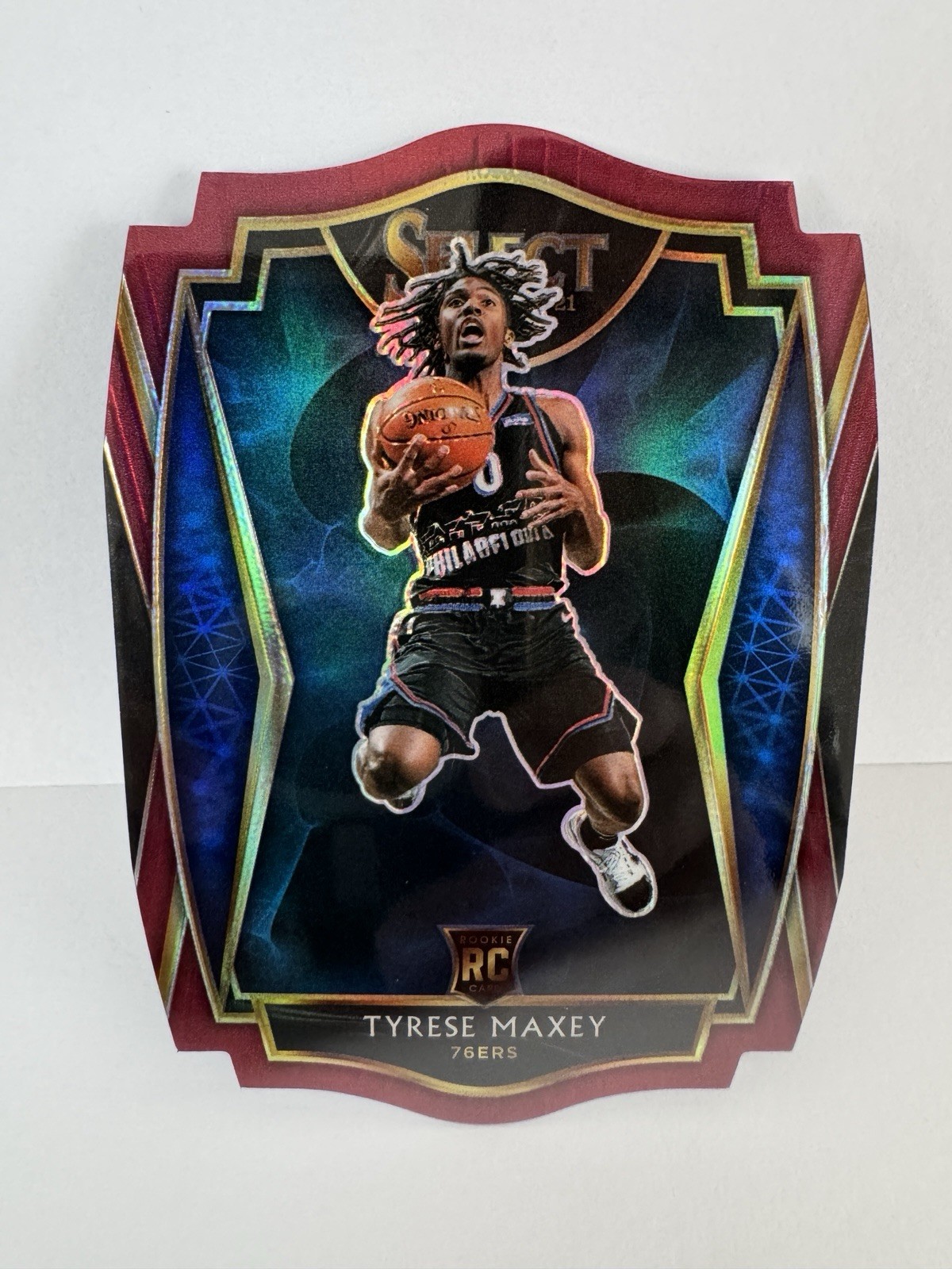 TYRESE MAXEY 2020-21 Select Premier Level #174 Maroon Prizm Die-Cut /175 (RC)