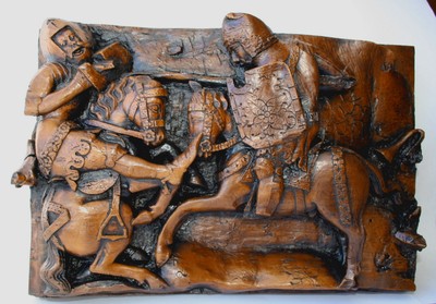 Ritterturnier Mittelalter Reproduktion Schnitzerei Turnier Kathedrale Misericord.