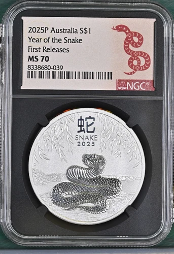 2025P Australia S$1 Year of the Snake NGC MS 70 First Releases 1 oz coin