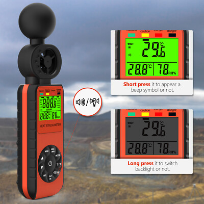 Digital Anemometer Wind Speed Meter WBGT Alarm Humidity Temperature Measurement