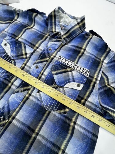 Affliction Shirt Adult Large Blue Snap Button Up Short Sleeve Outdoor Mens - Picture 9 of 11