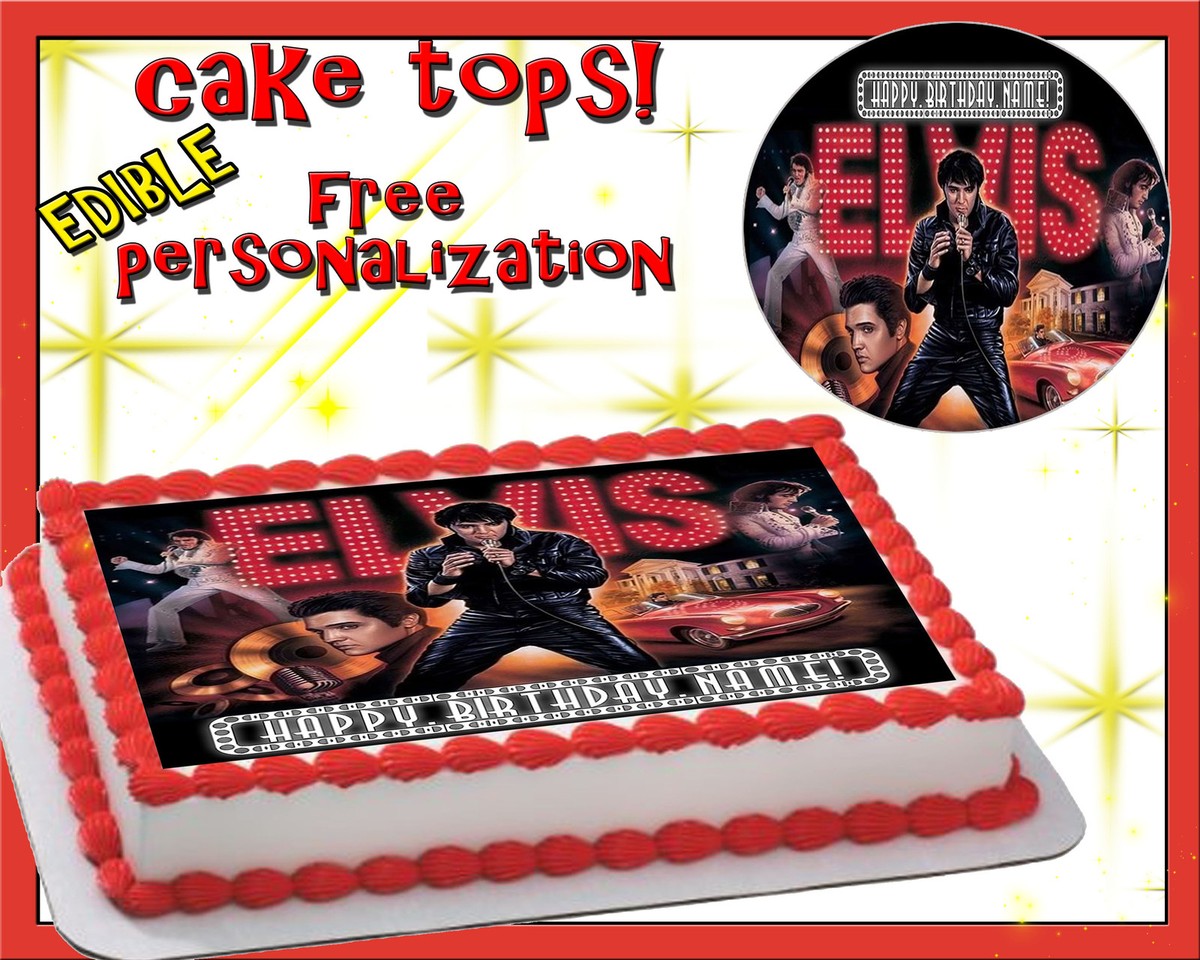 Topper Per Torte Personalizzato Commestibile Elvis Presley 7,5 - Foto 10