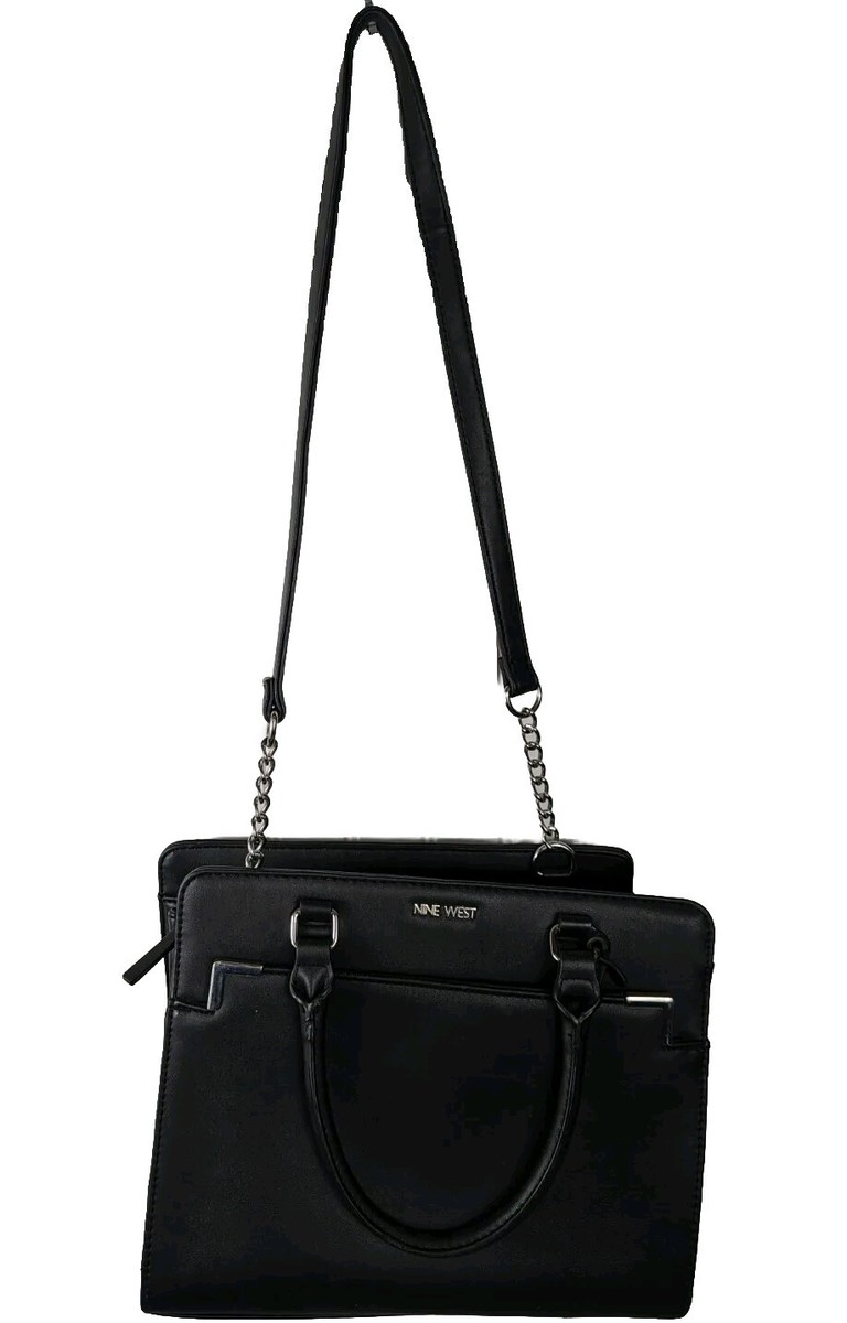 Nine West Large Tote Shoulder Hand Bag Cross-Grain Vegan Faux