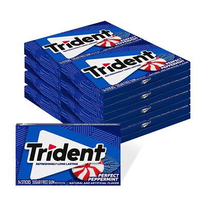 Trident Perfect Peppermint Sugar Free Gum, 14 Count (Pack of 12)