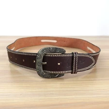 Western Belt 28 Brown Leather Cowboy Cowgirl Cut Out Adult Luxury JAPAN JET AIME