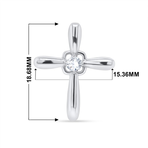 0,04 Karat zertifizierter natürlicher Diamant Solitär Kreuz Anhänger 10K Weißgold 18 Zoll Kette - Bild 3 von 7