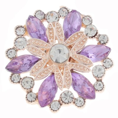 Snap Jewelry Flower Rose Gold Rhinestone 18-20mm Fit Ginger Charms Accessories