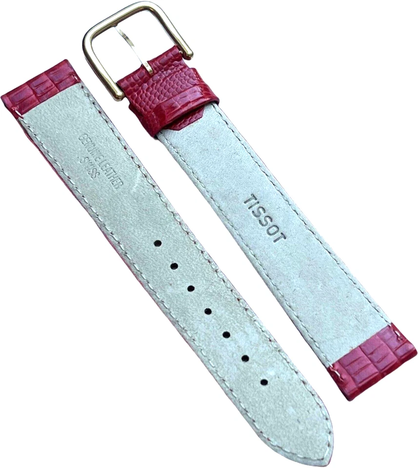 TISSOT - SUIZO - PULSERA - HEBILLA - CUERO GENUINO - 18MM - ROJO Foto 2 de 2