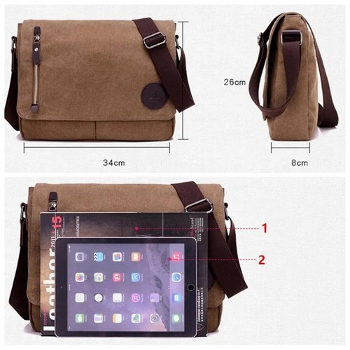 Vintage Canvas Shoulder Bag Messenger Crossbody Handbag Briefcase Satchel Bag AU - Picture 22 of 26