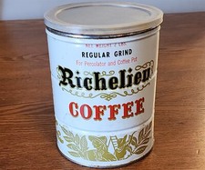 VINTAGE RICHELIEU REGULAR GRIND 2 POUND METAL COFFEE CAN FOR PERCULATOR AND POT