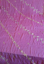 GOLD EMBROIDERED LARGE 38" W 89" L GHT CHIFFON STYLE SCARF MEASURES
