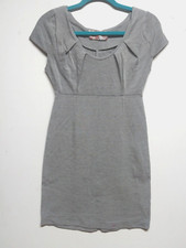 Zara Basic Womens Dress bodycon career cap sleeves knit stretch Gray Sz S / M