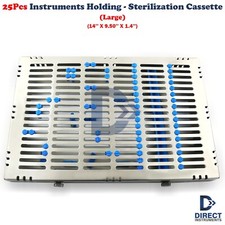 DENTAL AUTOCLAVE STERILIZATION CASSETTE BOX RACK TRAY-FOR 25 INSTRUMENTS