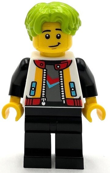 Lego New Minifigure Robot World Patron Male White Jacket Black Legs Lime Hair