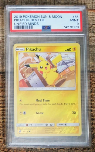Pokemon TCG Unified Minds Pikachu 55/236 PSA 9