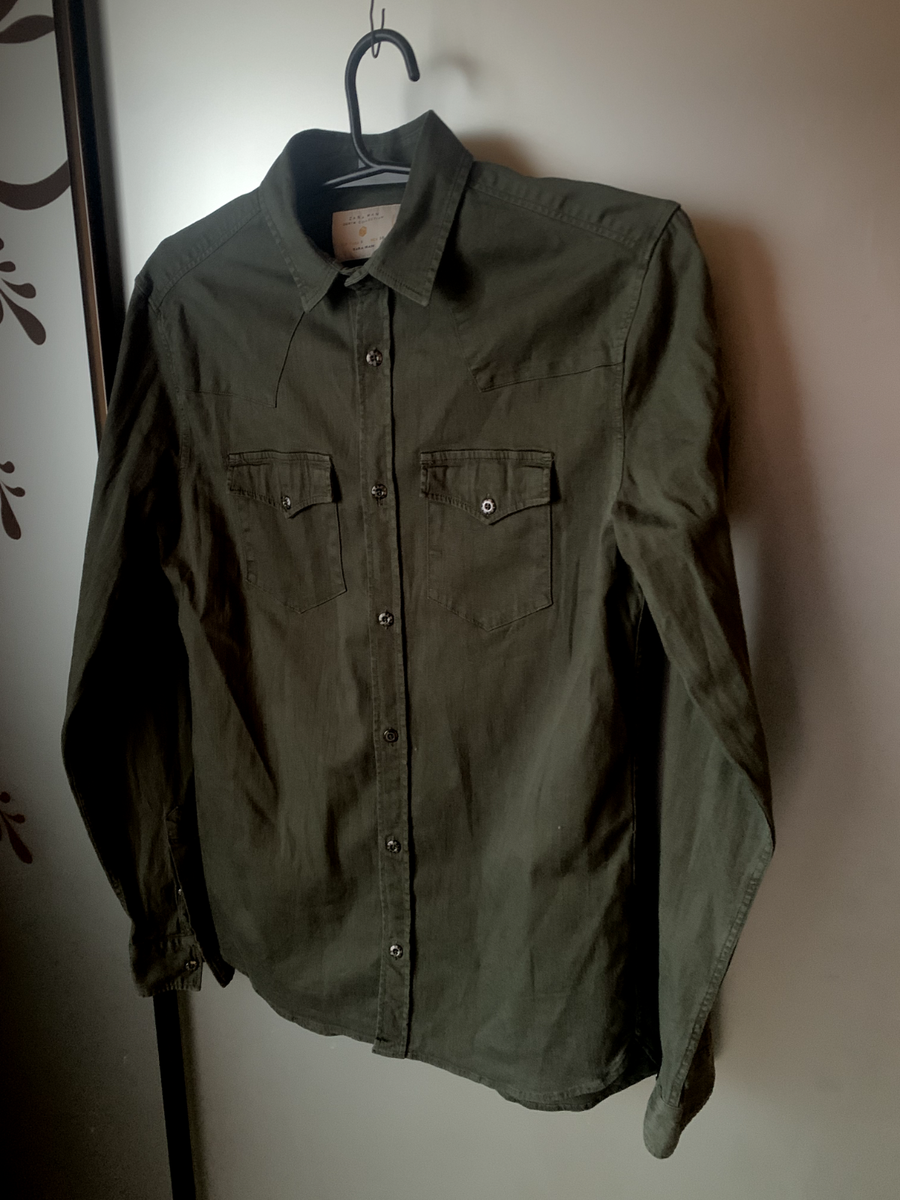 まっつん Zara Men Olive Green Button-Down Shirt - Men's Mex 3 | eBay