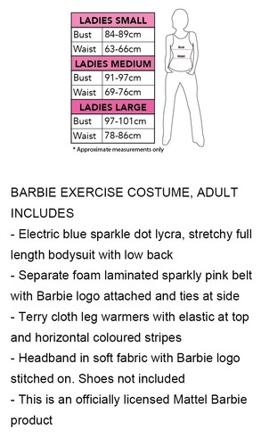 Ladies Barbie Exercise Costume Halloween Womens Dress Up Party Adult Bodysuit - Picture 3 of 6