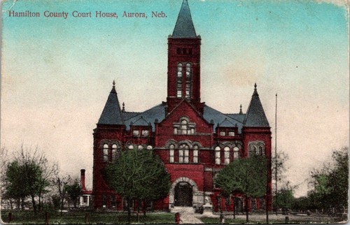 Hamilton County Court House Aurora NE Simon Publisher Germany 1909 postcard P24
