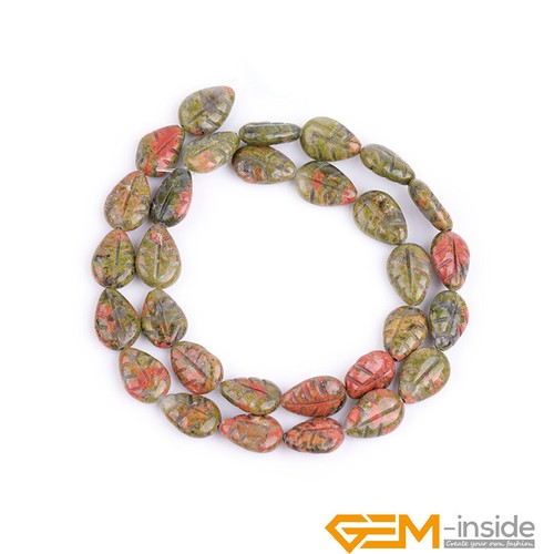 Natural Gemstone Leaf Leaves Double Carved Loose Charms Beads Jewelry Making AU - Foto 5 di 102