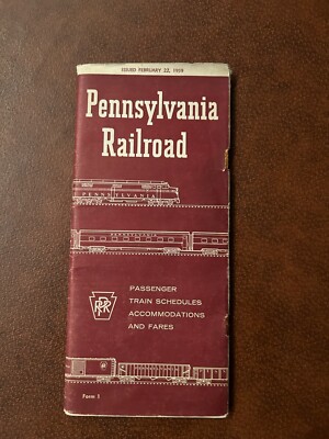 Vintage 1959 Pennsylvania Railroad Personenzugfahrpläne, Acc. Tarife Prospekt