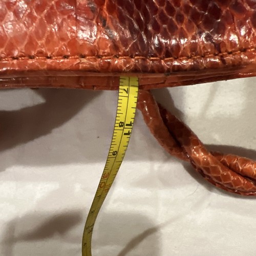 Tosca Blu Handbag Italy Leather Embossed Snakeskin Hobo Bag Fringe Large Orange - Picture 6 of 11