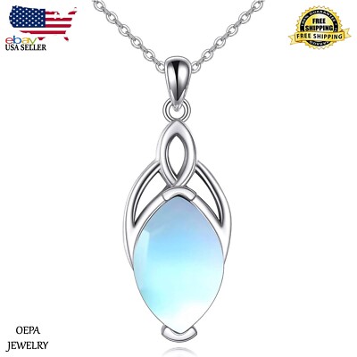 Celtic Knot Moonstone Necklace 925 Sterling Silver Moonstone Necklace for  Women